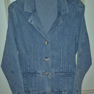 Isabella Bird Denim Jacket Blazer Women's 8 Blue Cotton Spandex Button up NEW!!